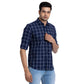 Parx Men Black Checks Slim Fit Cotton Full Sleeve Cutway Collar Shirt