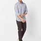 Parx Men Fawn Checks Slim Fit Cotton Full Sleeve Cutaway Collar Shirt