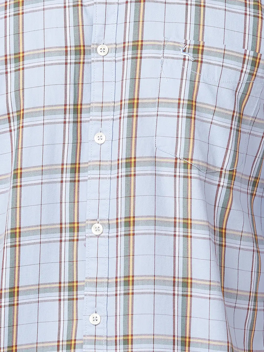 Parx Men Fawn Checks Slim Fit Cotton Full Sleeve Cutaway Collar Shirt