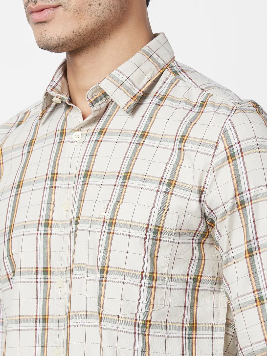 Parx Men Blue Checks Slim Fit Cotton Full Sleeve Cutaway Collar Shirt