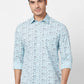 Parx Men White Print Slim Fit Cotton Full Sleeve Cutaway Collar Shirt