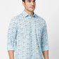 Parx Men White Print Slim Fit Cotton Full Sleeve Cutaway Collar Shirt
