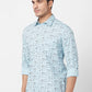Parx Men White Print Slim Fit Cotton Full Sleeve Cutaway Collar Shirt
