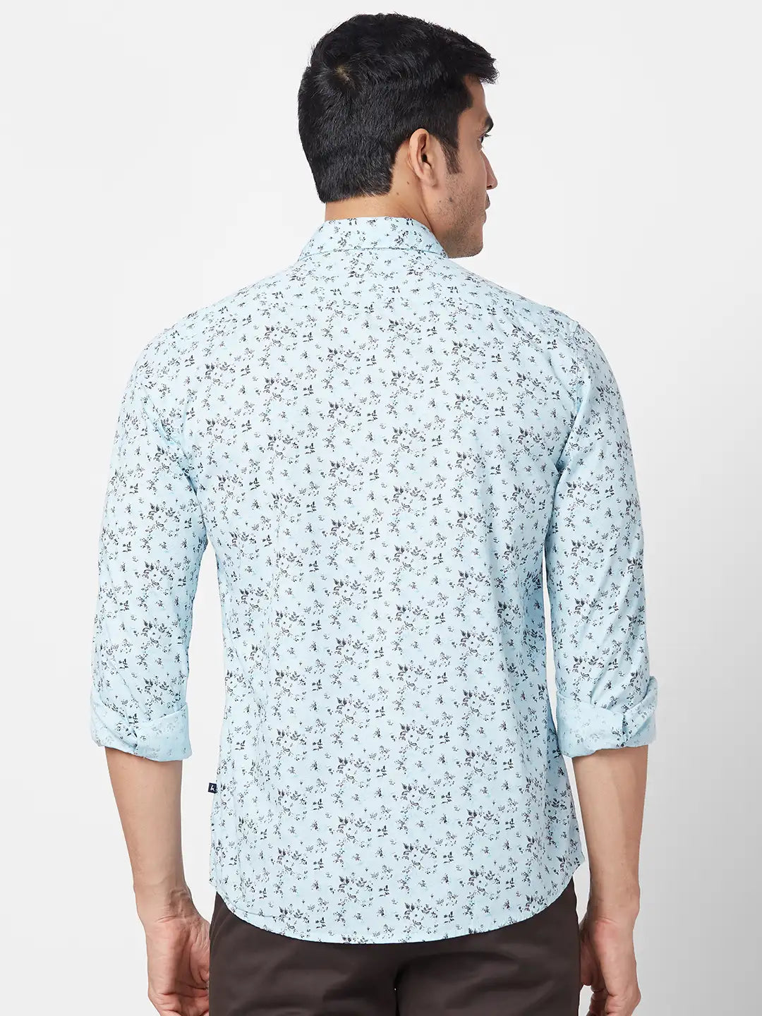 Parx Men White Print Slim Fit Cotton Full Sleeve Cutaway Collar Shirt