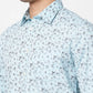 Parx Men White Print Slim Fit Cotton Full Sleeve Cutaway Collar Shirt