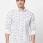 Parx Men Green Print Slim Fit Cotton Full Sleeve Cutaway Collar Shirt