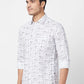 Parx Men Green Print Slim Fit Cotton Full Sleeve Cutaway Collar Shirt
