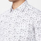 Parx Men Green Print Slim Fit Cotton Full Sleeve Cutaway Collar Shirt