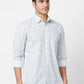 Parx Men Yellow Print Slim Fit Cotton Full Sleeve Cutaway Collar Shirt