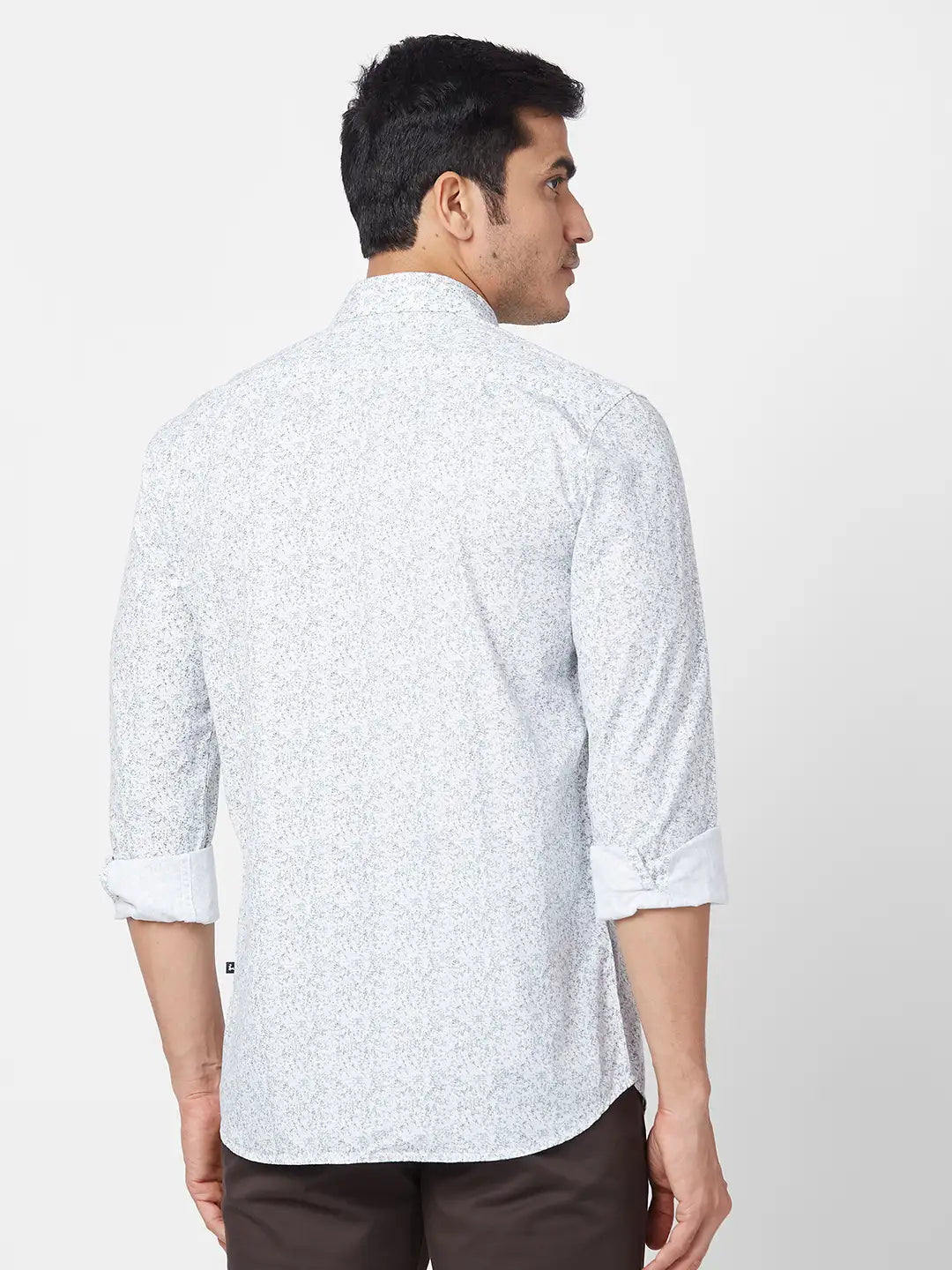 Parx Men Yellow Print Slim Fit Cotton Full Sleeve Cutaway Collar Shirt