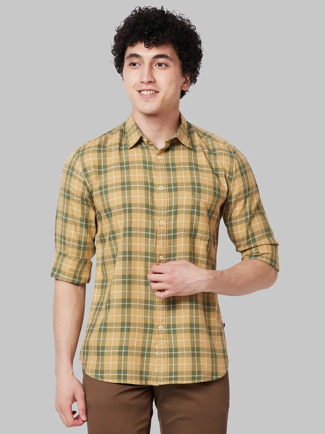 Men Slim Fit Green Shirt