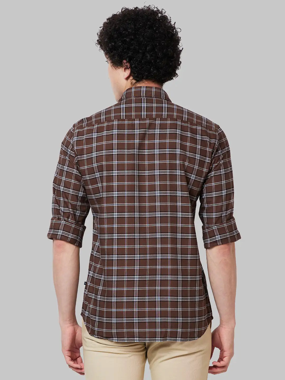 Men Brown Slim Fit Checks Cotton Full Sleeve Shirts – MyRaymond