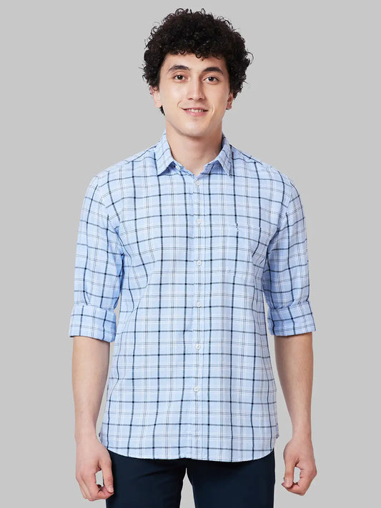 Men Slim Fit Blue Shirt