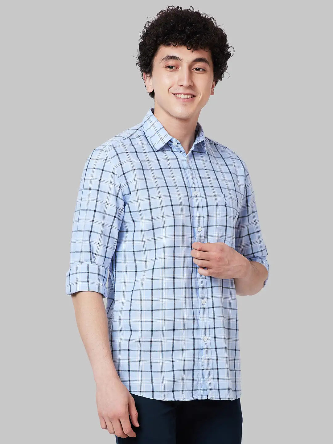 Men Slim Fit Blue Shirt