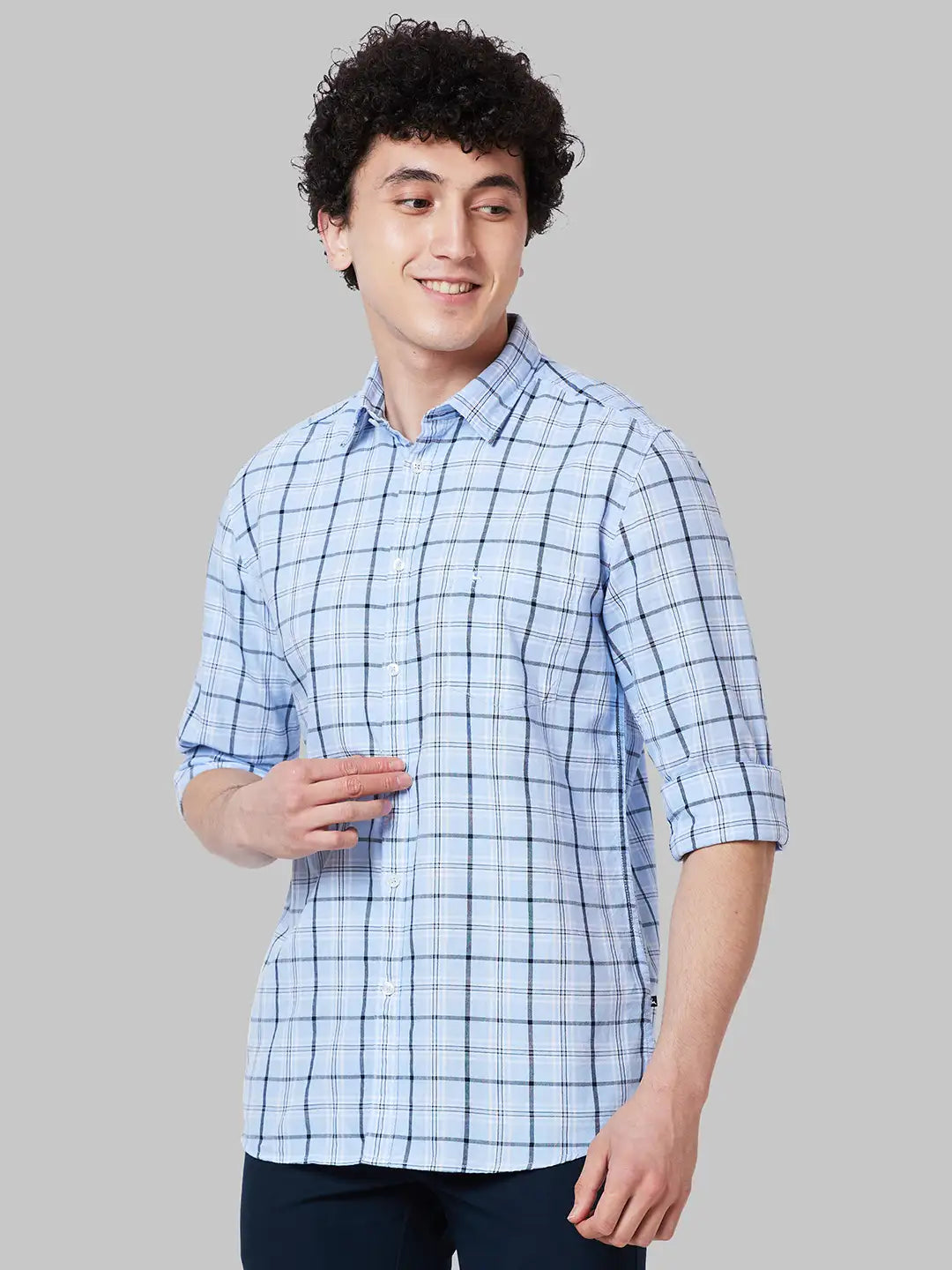Men Slim Fit Blue Shirt