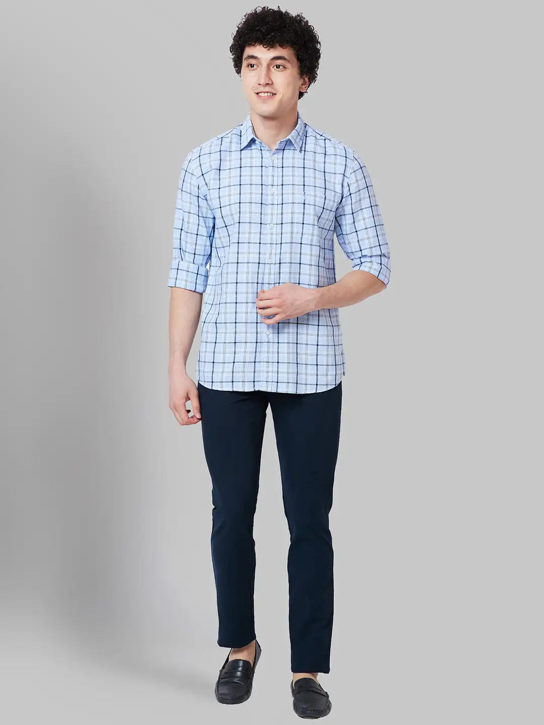 Men Slim Fit Blue Shirt