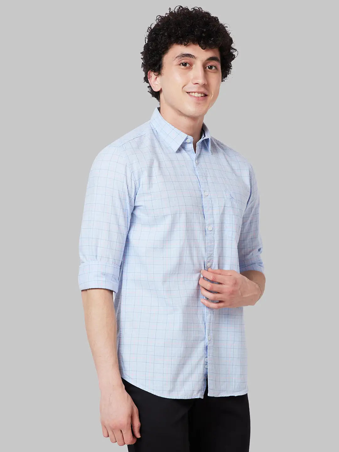 Men Slim Fit Grey Shirt