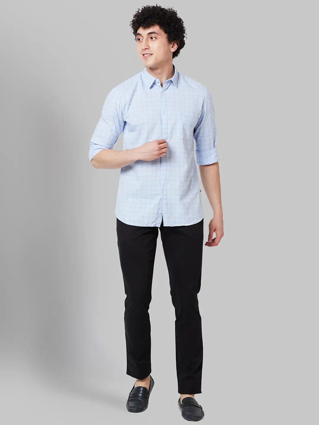 Men Slim Fit Grey Shirt