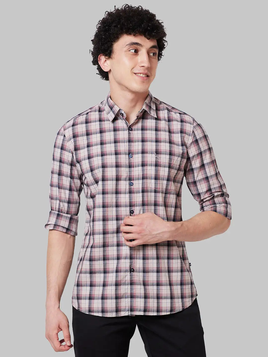 Men Brown Slim Fit Checks Cotton Full Sleeve Shirts – MyRaymond