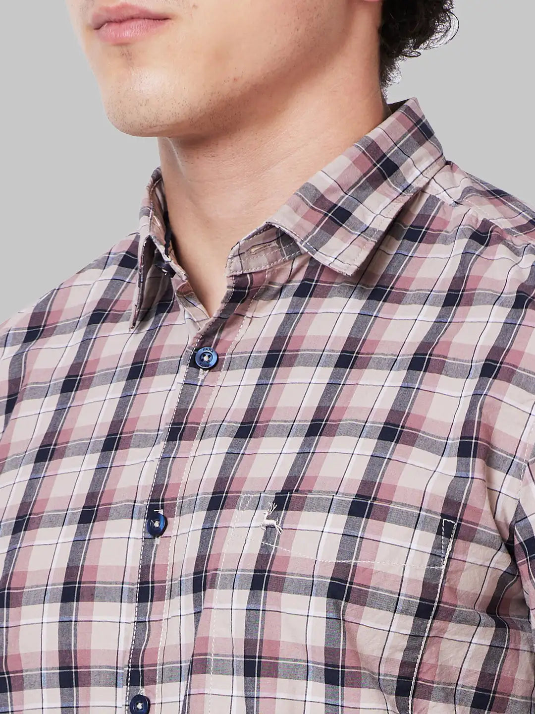 Men Brown Slim Fit Checks Cotton Full Sleeve Shirts – MyRaymond
