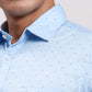 Parx Men Grey Slim Fit Printed Cotton Full Sleeve Cut Away Shirt
