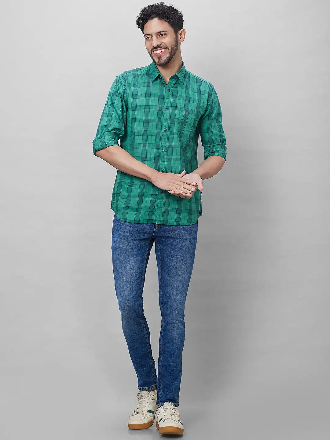 Parx Men Orange Stripe Slim Fit Cotton Half Sleeve Shirt
