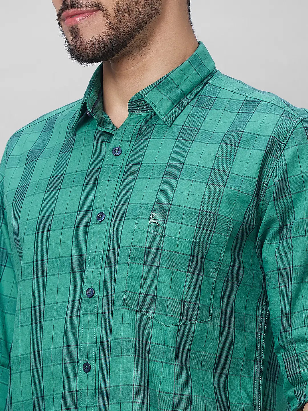 Parx Men Orange Stripe Slim Fit Cotton Half Sleeve Shirt