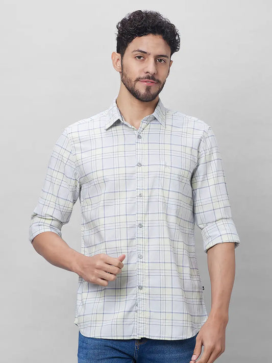 Parx Men Green Checks Slim Fit Cotton Full Sleeve Shirts