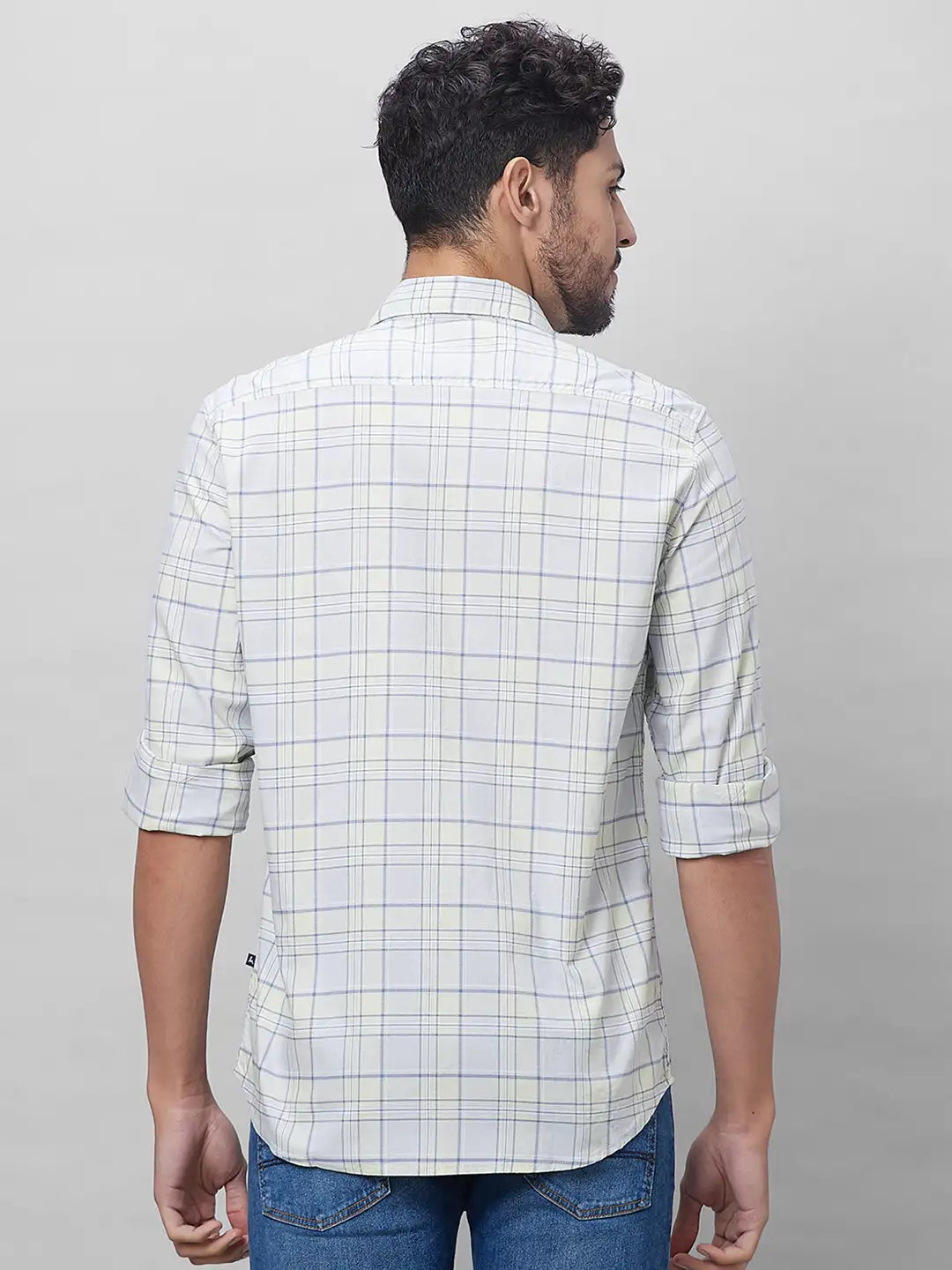 Parx Men Green Checks Slim Fit Cotton Full Sleeve Shirts