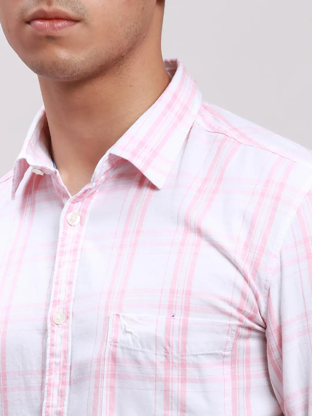 Parx Men Red Slim Fit Checkered Cotton Full Sleeve Cut Away Shirt