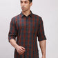Parx Men Blue Slim Fit Printed Cotton Full Sleeve Cut Away Shirt