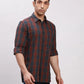 Parx Men Blue Slim Fit Printed Cotton Full Sleeve Cut Away Shirt
