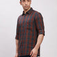 Parx Men Blue Slim Fit Printed Cotton Full Sleeve Cut Away Shirt