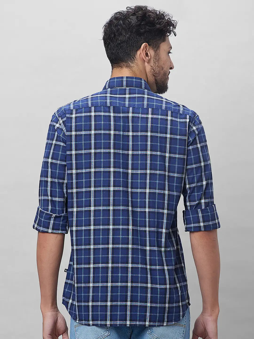 Parx Men Green Checks Slim Fit Cotton Full Sleeve Shirts