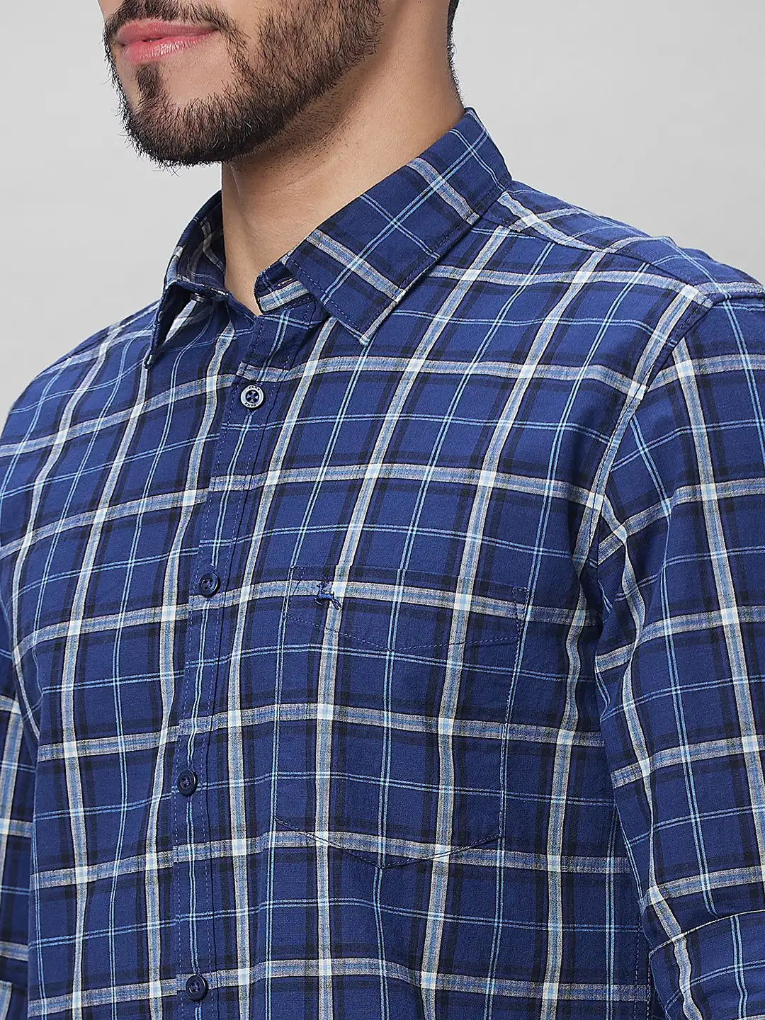 Parx Men Green Checks Slim Fit Cotton Full Sleeve Shirts