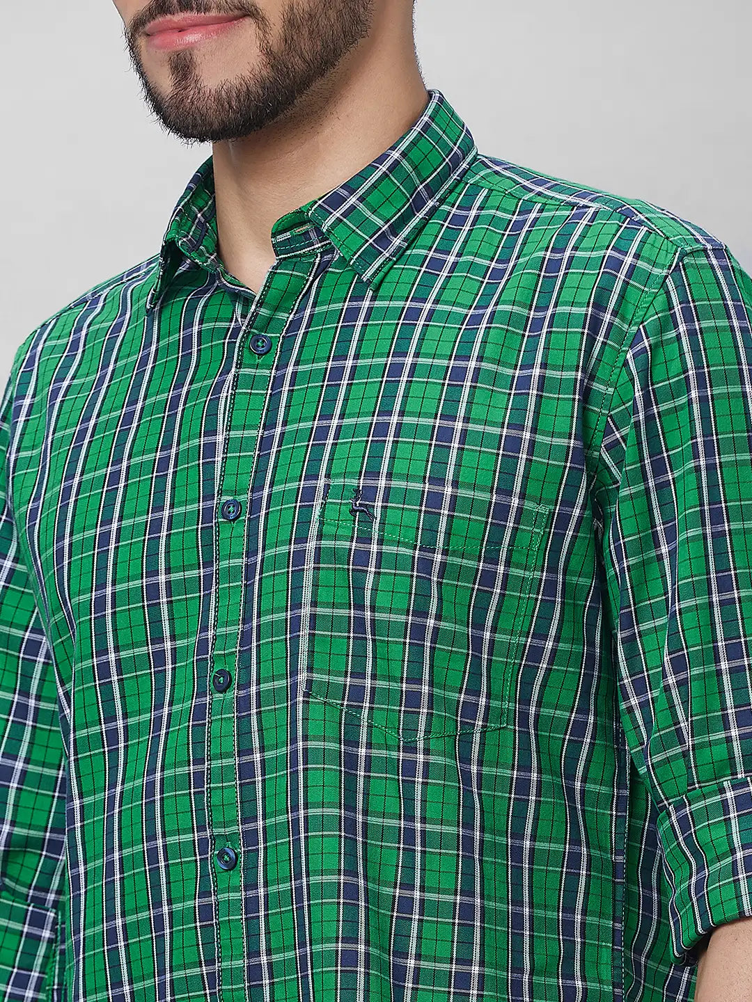 Parx Men Yellow Checks Slim Fit Cotton Full Sleeve Shirts