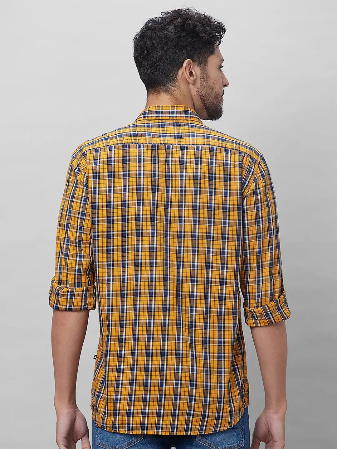 Parx Men Blue Checks Slim Fit Cotton Full Sleeve Shirts