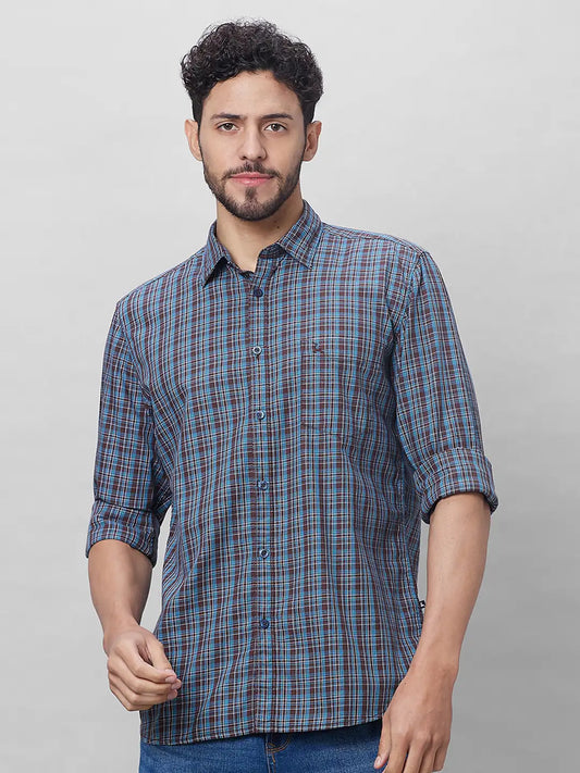 Parx Men Yellow Checks Slim Fit Cotton Full Sleeve Shirts