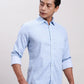 Parx Men Blue Slim Fit Solid Cotton Full Sleeve Cut Away Shirt