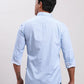 Parx Men Blue Slim Fit Solid Cotton Full Sleeve Cut Away Shirt