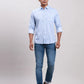 Parx Men Blue Slim Fit Solid Cotton Full Sleeve Cut Away Shirt