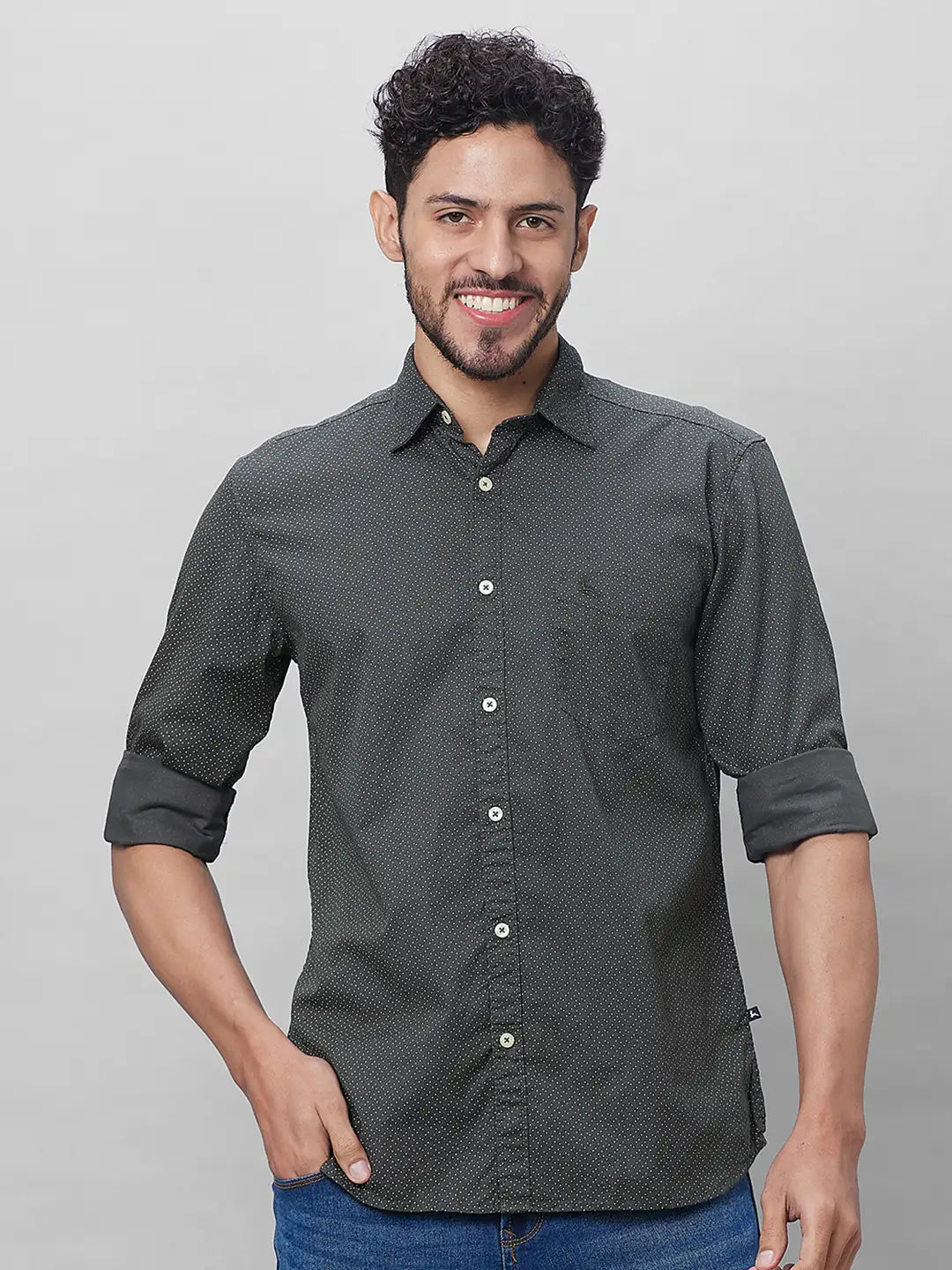 Parx Men Blue Stripe Slim Fit Cotton Full Sleeve Shirts