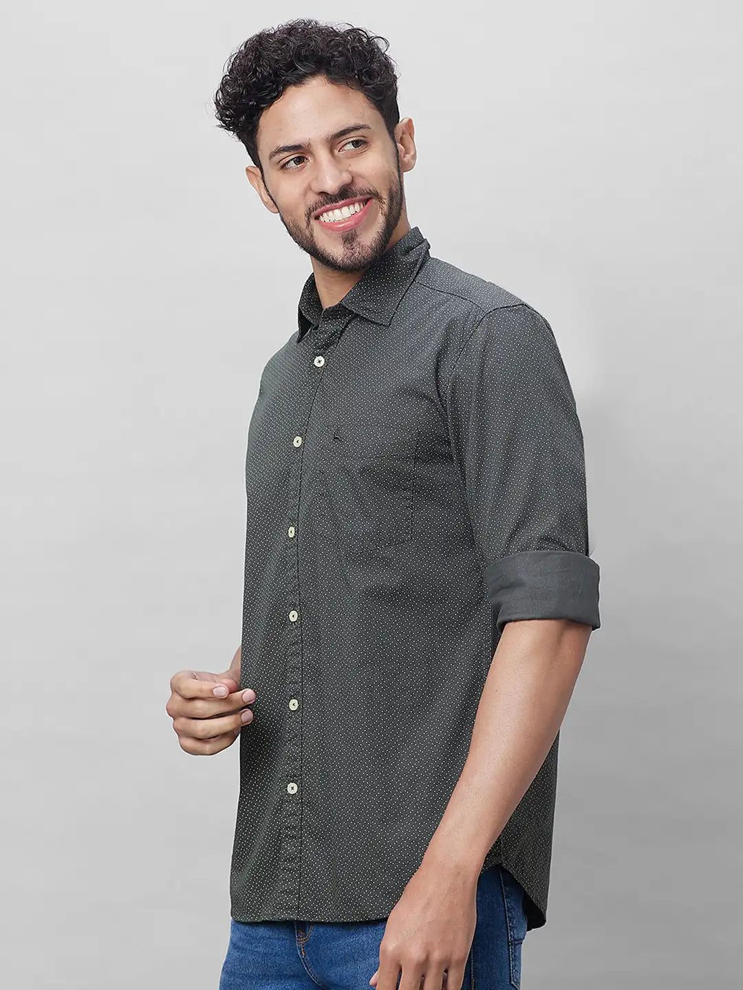 Parx Men Blue Stripe Slim Fit Cotton Full Sleeve Shirts