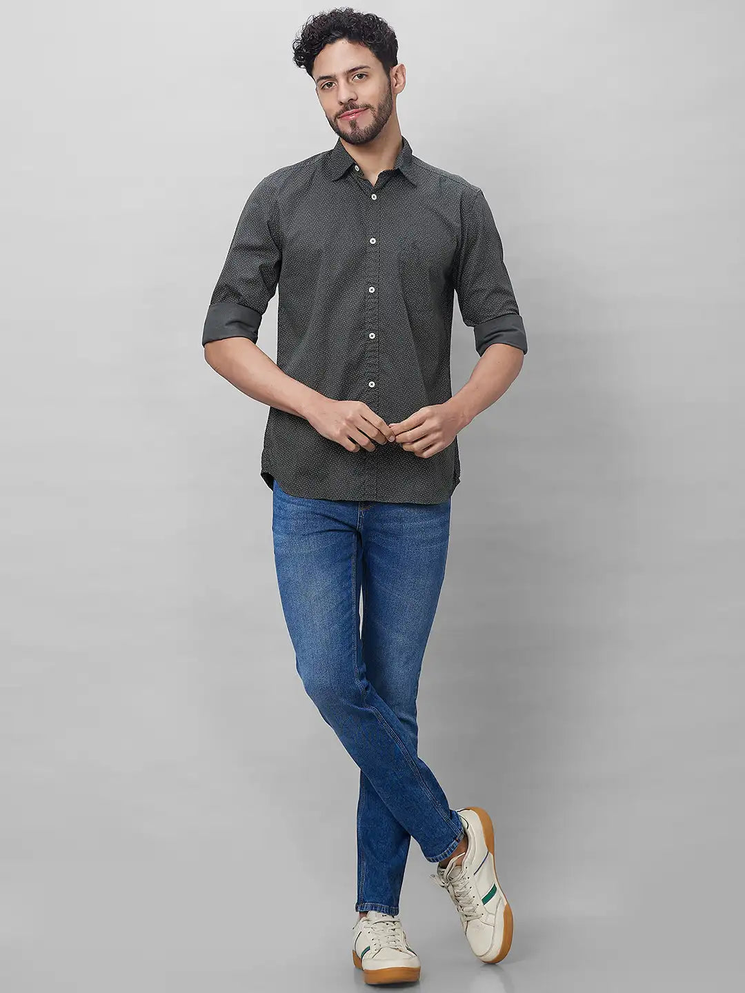 Parx Men Blue Stripe Slim Fit Cotton Full Sleeve Shirts