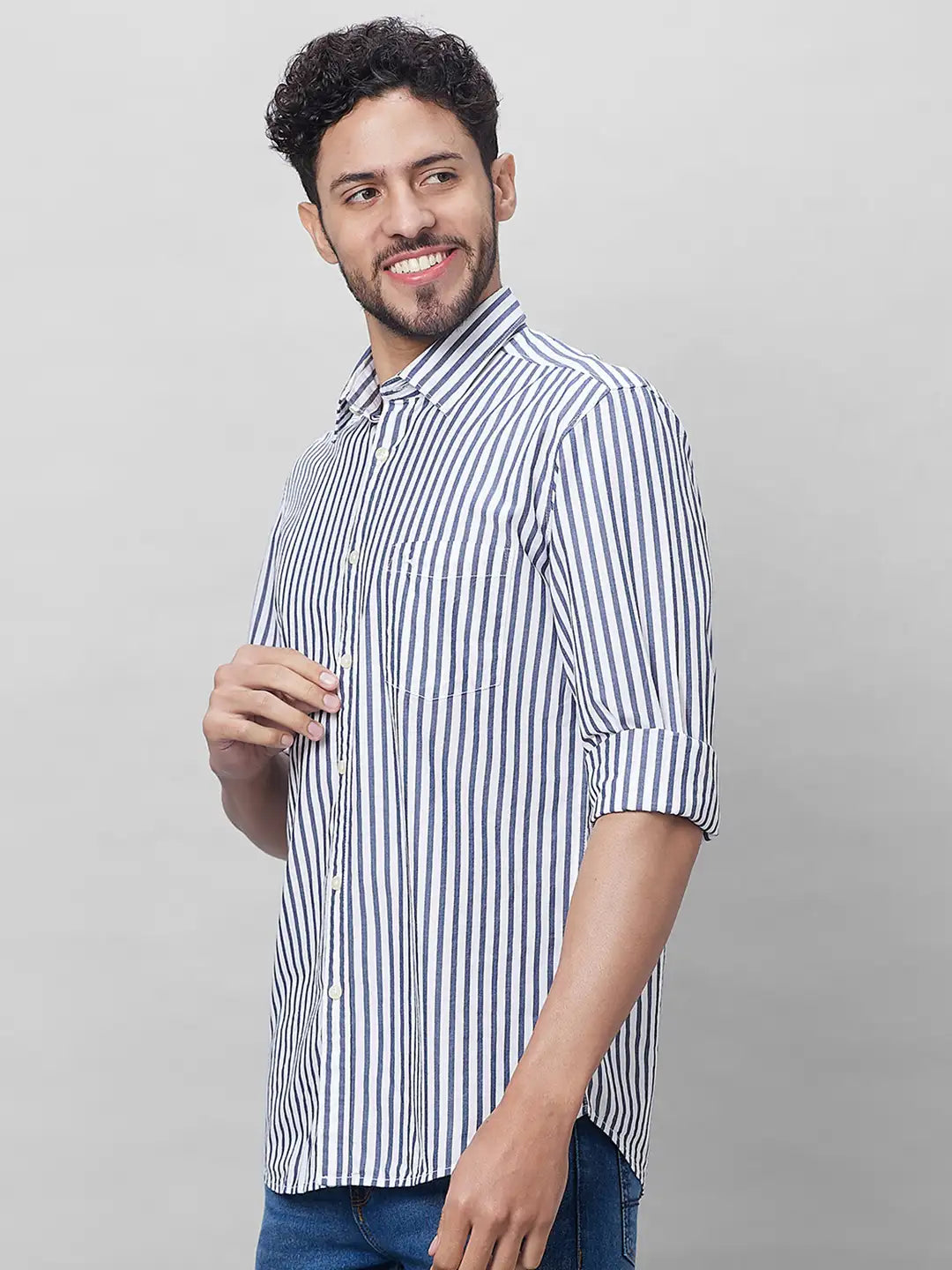 Parx Men Blue Solid Slim Fit Cotton Half Sleeve Shirts