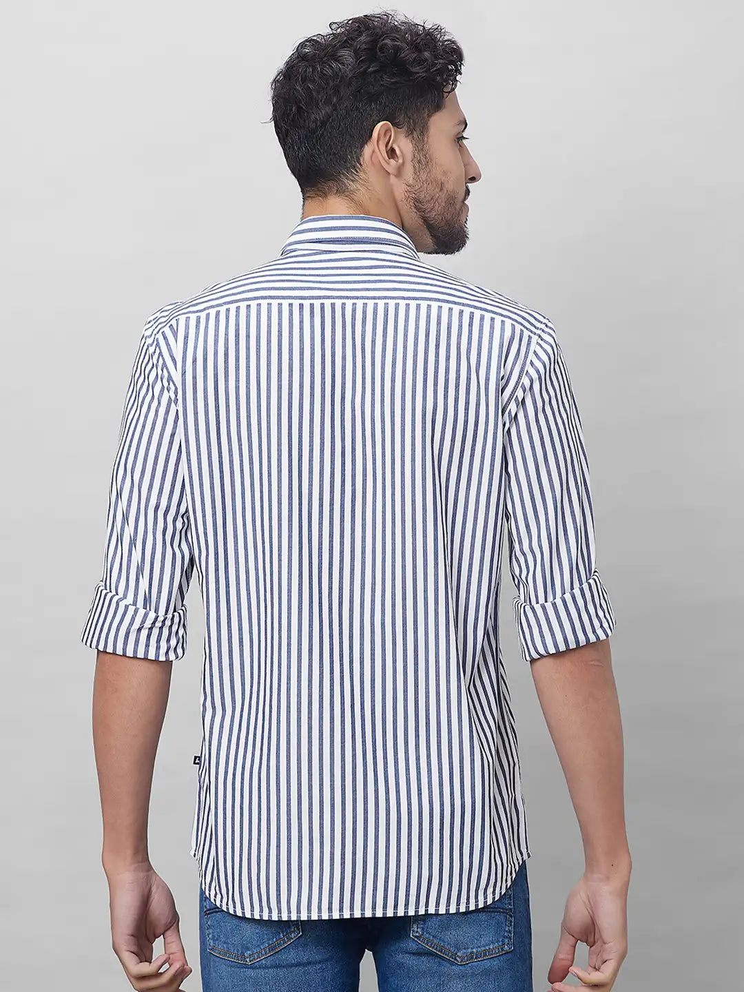 Parx Men Blue Solid Slim Fit Cotton Half Sleeve Shirts