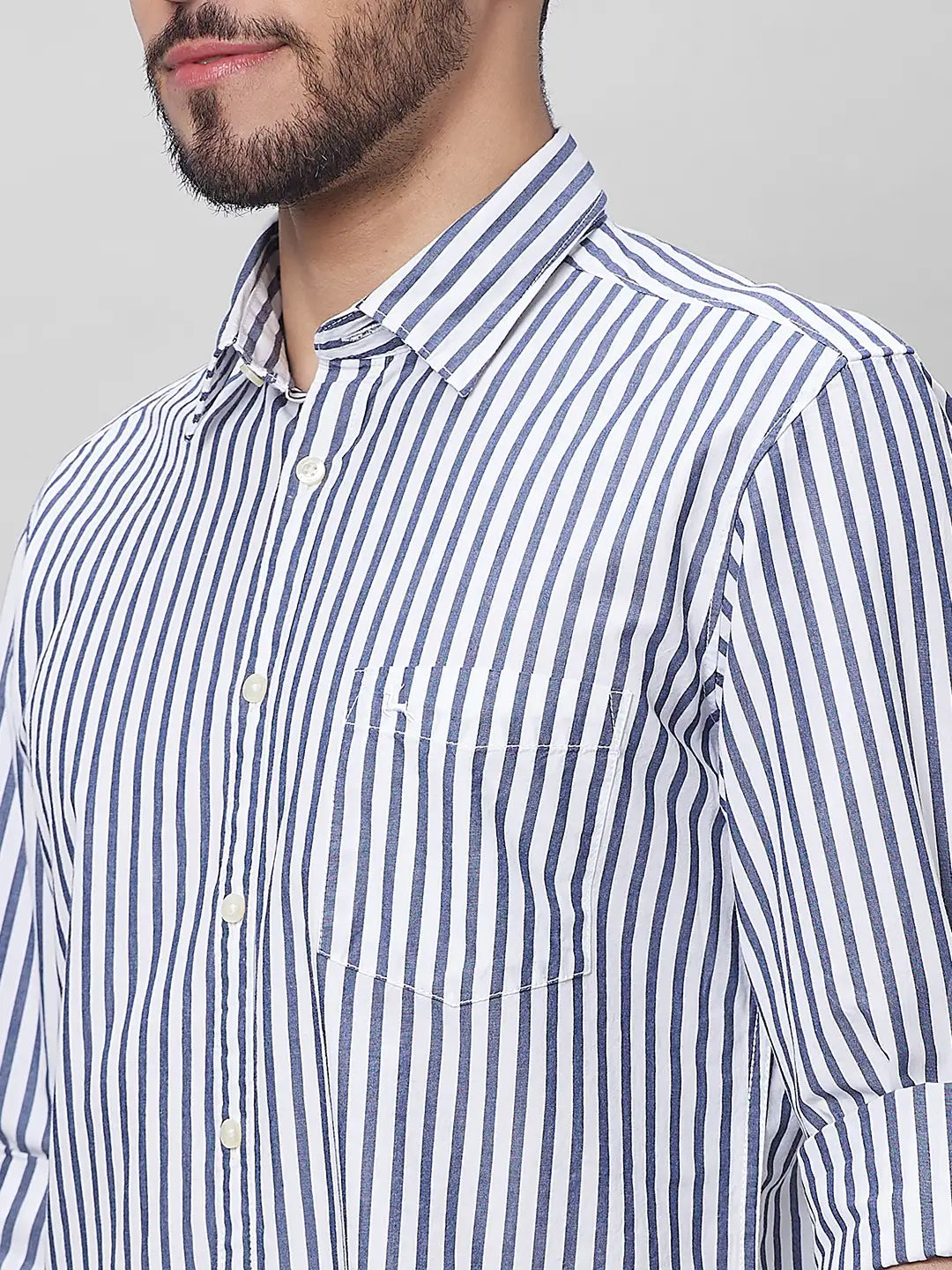 Parx Men Blue Solid Slim Fit Cotton Half Sleeve Shirts