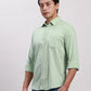 Parx Men Green Slim Fit Solid Cotton Full Sleeve Cutaway Collar Shirts