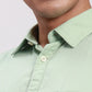 Parx Men Green Slim Fit Solid Cotton Full Sleeve Cutaway Collar Shirts