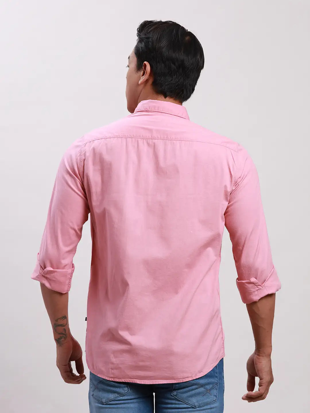Parx Men Red Slim Fit Solid Cotton Full Sleeve Cutaway Collar Shirts